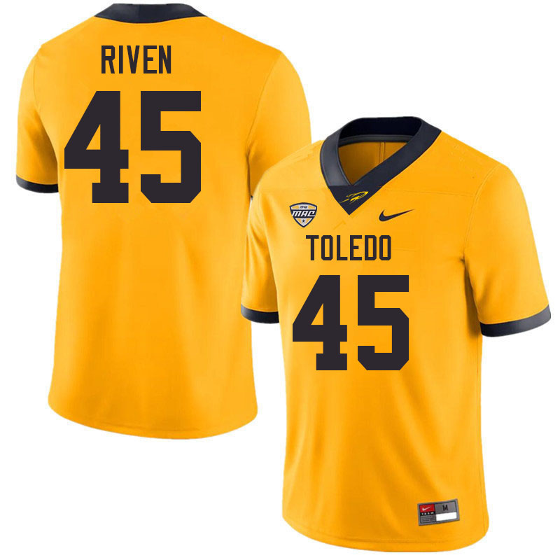 Toledo Rockets #45 Jalen Riven College Football Jerseys Stitched Sale-Gold